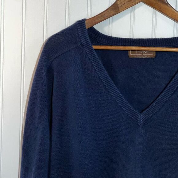 Thane Vintage V-Neck Sweater Womens Large Blue Cuffing Long Sleeve Cabin Classic - Picture 2 of 9